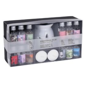 Coffret senteur 12 huiles parfumée plus brûleur de parfum et 2 bougies chauffe plat