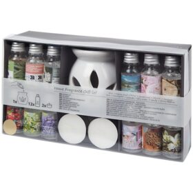 Coffret senteur 12 huiles parfumée plus brûleur de parfum et 2 bougies chauffe plat – Image 2