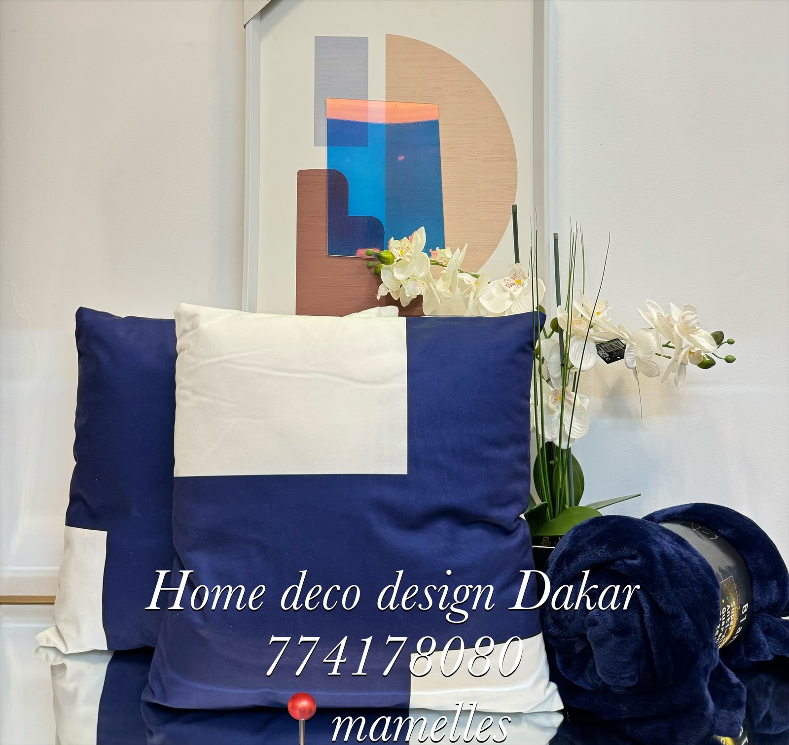 Coussin DKD Home Decor Bleu Blanc 60 x 20 x 60 cm